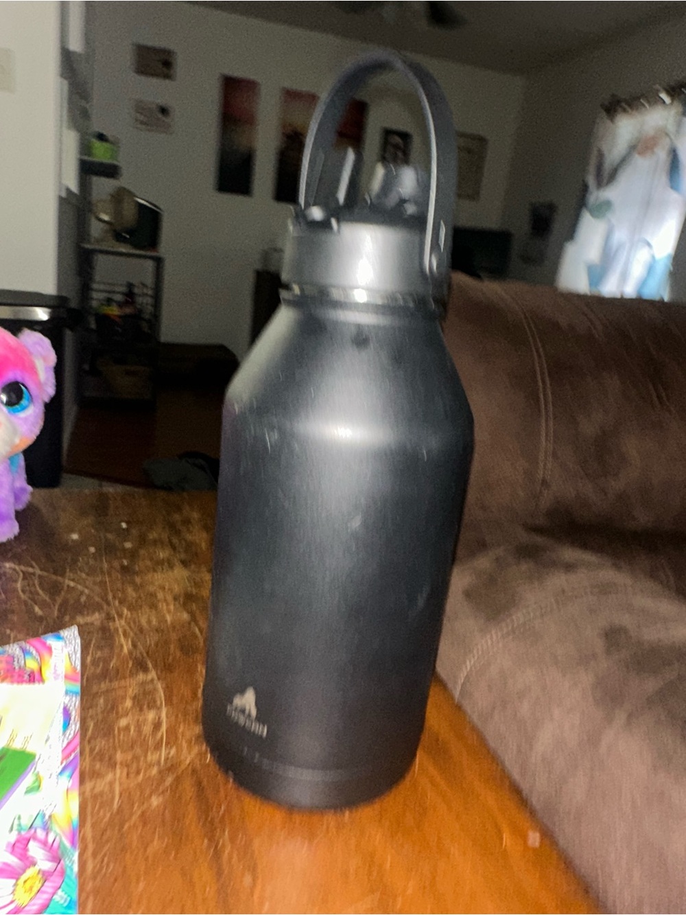 Matte Black Insulated Water Bottle - Wide Mouth